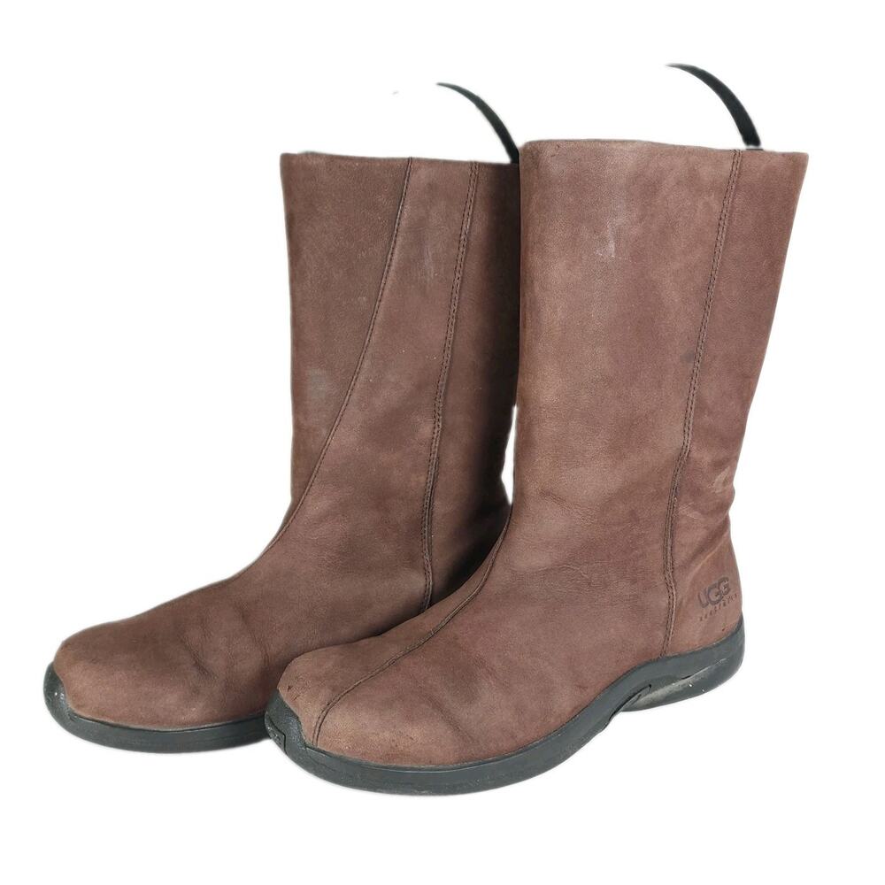 UGG 5434 Women's US 9 Brown Nubuck Leather Sheepskin Mid Calf Pull On Boots